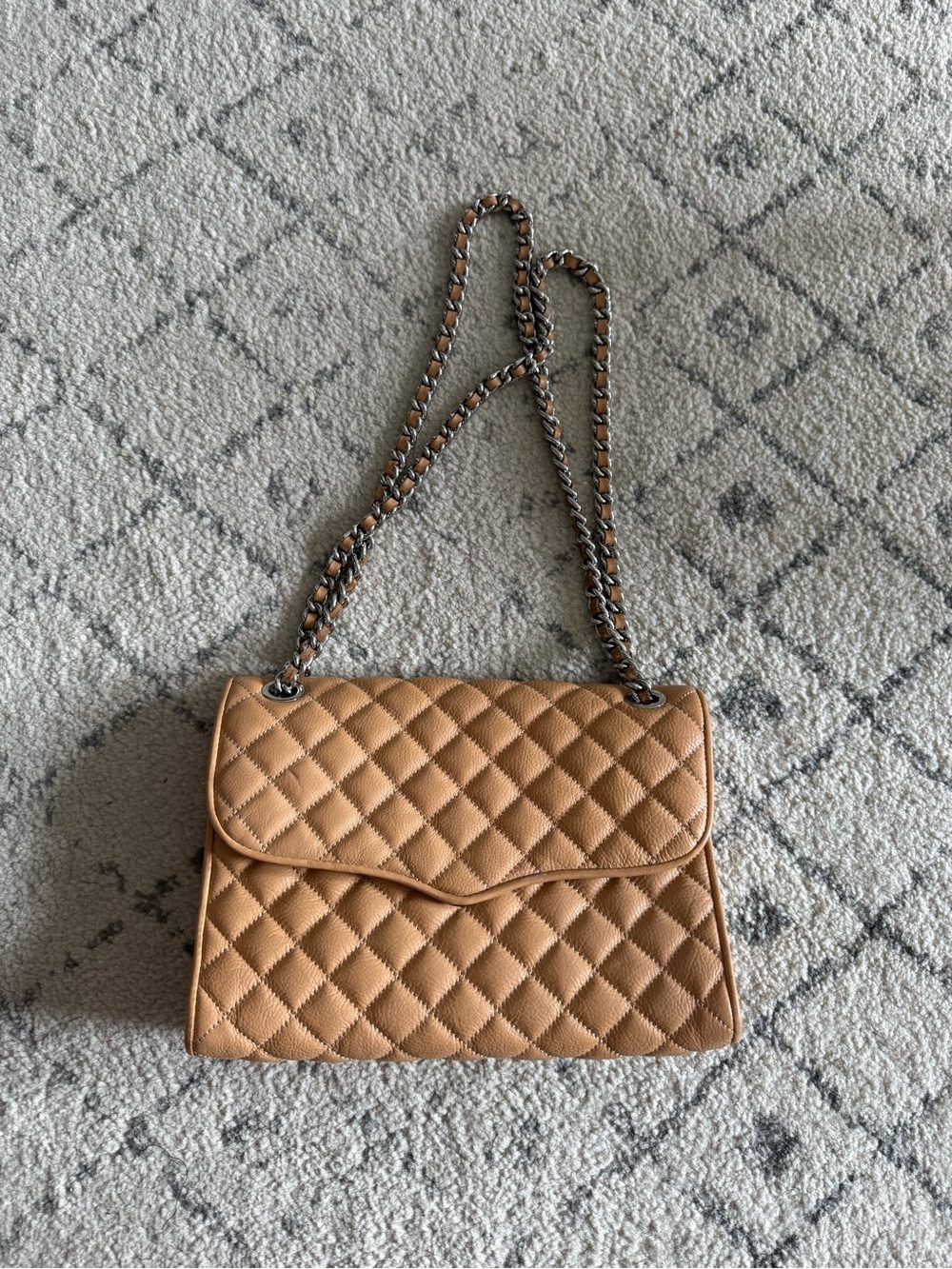 Rebecca Minkoff Quilted Camel Shoulder Bag with Chain Strap